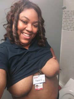 BBW Slut Tiara Danielle Cox flashing at work