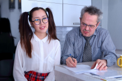 asian schoolgirl with teacher