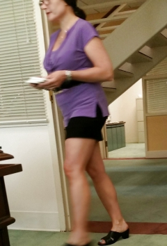 Snuck some pics of the secretary\'s thighs and legs. - N