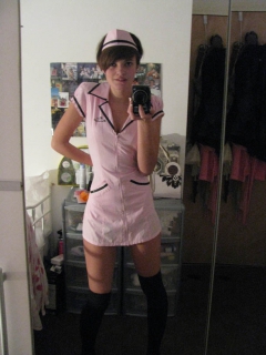 Chav teen likes to play dress up - hottie with a tight body - N