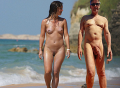 True nudist friends on the beach - N