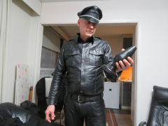 Finnish kinky leather gay Juha Vantanen in leather outfit - N