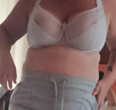 wife tits in nice white bra - N
