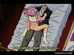 Pink haired hentai doll fucks her masters dick in dorm bed
