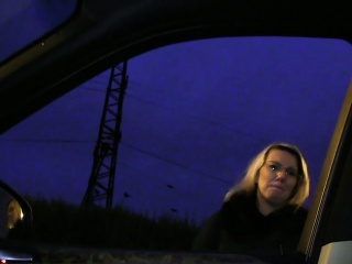 Blonde banging stranger in public pov at night