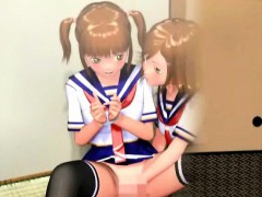 Two 3D anime schoolgirls gets nailed