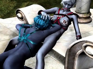 3D cartoon alien lesbian babe gets licked outdoors