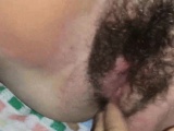 He fingers Hairy Teen vagina until she cums