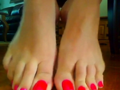 RED NAIL POLISH FOOT