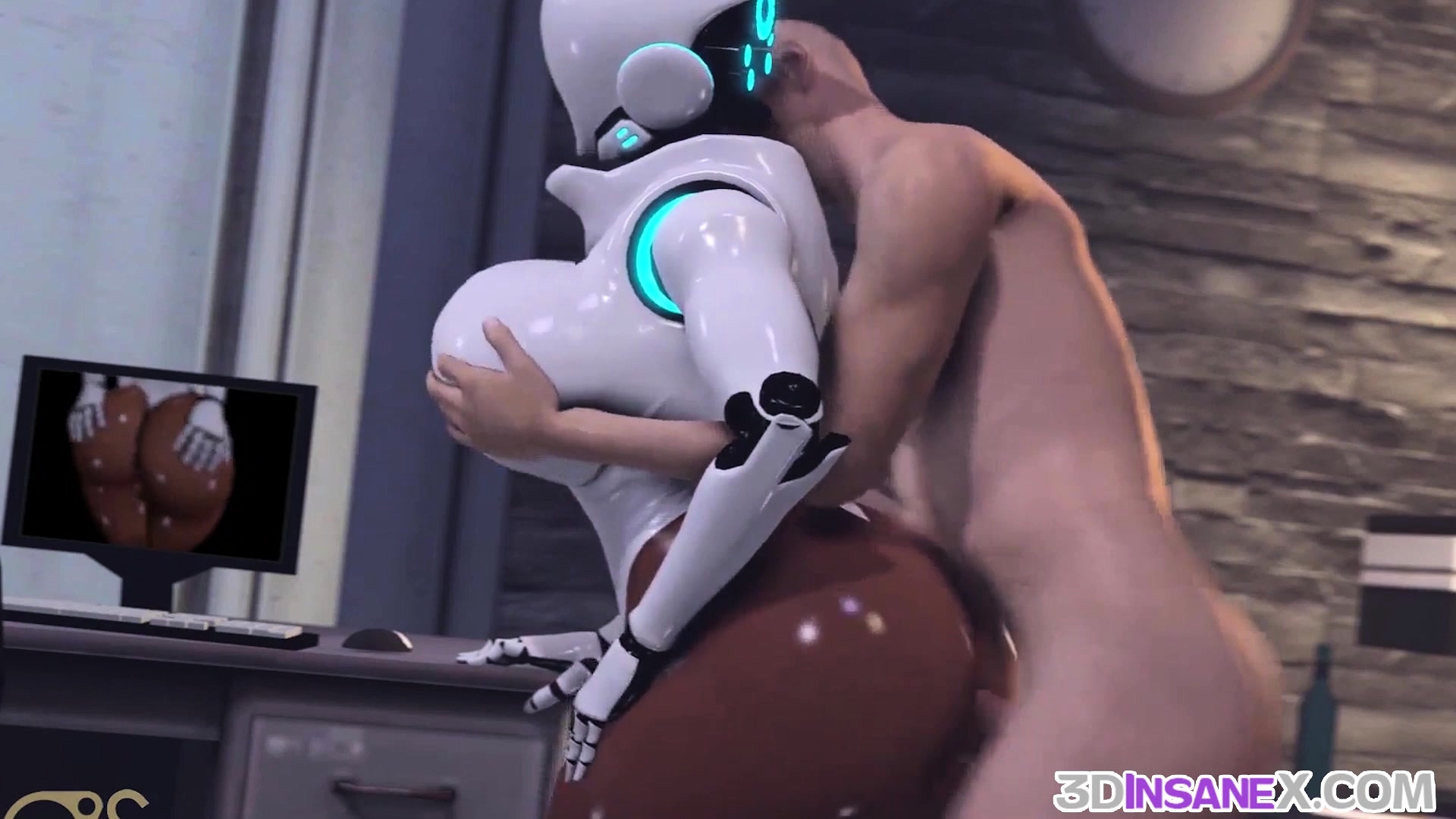 Big Ass 3D Ebony Robot Riding Huge Dick at DrTuber