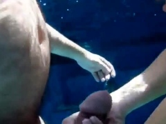 Girl pulling my cock underwater
