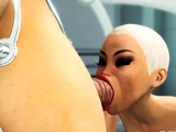 Sex android futanari fucks sexy blonde in the sci-fi med bay