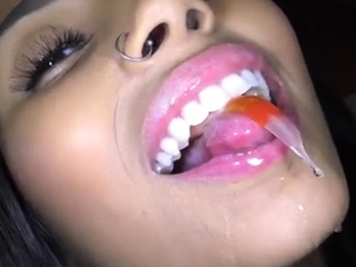 Hungry woman devours goldfish at dawn - Vore Fish